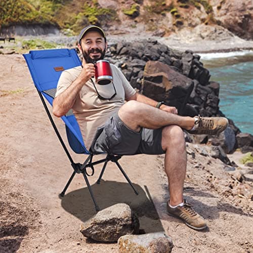 Rainberg Ultra Lightweight High Back Camping Chair, Folding Chair, Camping Chairs for Adults, Foldable Garden Outdoor Picnic BBQ Chairs. (Pack of 1, Blue) — view 2