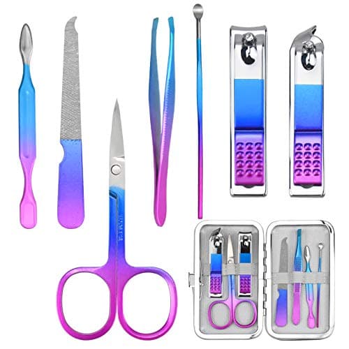 Manicure Set 7 pcs Pedicure Kit Professional Fashion Stainless Steel Nail Clippers Nails Cuticle Remover Toenail Cutter Grooming Tools for Girls Men Women