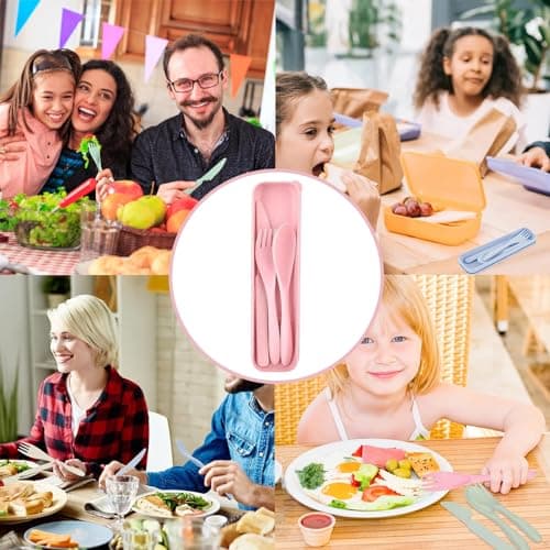 4 Pack Travel Cutlery Set Portable Camping Utensils with Case Reusable Spoon Fork Knife Tableware Set for Picnic Daily Use — view 6