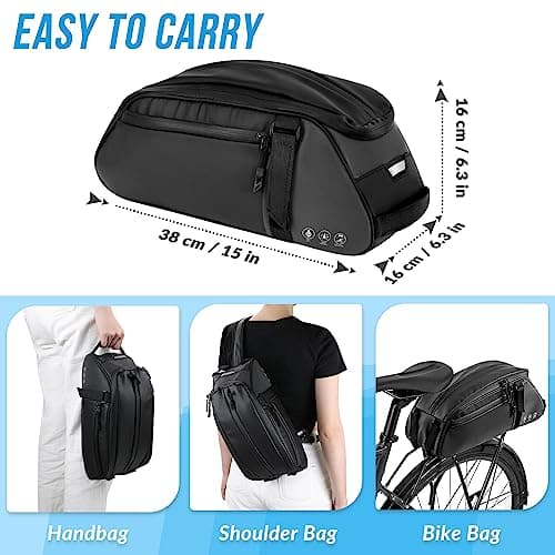 Eyein Bike Rear Rack Bag, 8L Waterproof Reflective Bicycle Trunk Bag — view 2