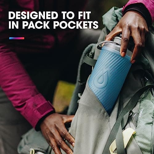 HydraPak Flux Collapsible Water Bottle for Backpackers (750 ml) - BPA-Free, Ultralight, Leak-Proof Twist Cap - Redwood Red — view 3