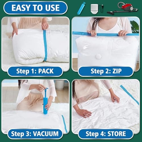 Oumaru Vacuum Storage Bags for Clothes, Vacuum Bags, Space Saver Bags for Clothes, Duvets and Pillows, Hand Pump Included, Pack of 10, Jumbo Size — view 4