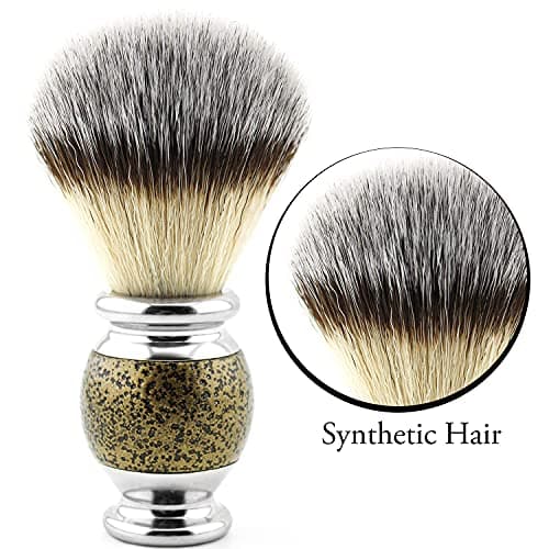 Haryali London, 4Pcs Wet Shaving Set | Antique Gold Shave Kit with Synthetic Silver Tip Shaving Brush, DE Safety Razor, Stainless Steel Bowl and Soap | Shaving Accessories Set for Men Grooming — view 3