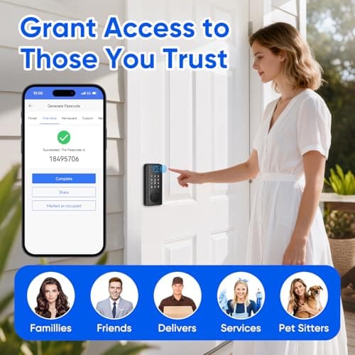 MYPIN Smart Door Lock with Biometric Fingerprint & Touchscreen Keypad, 6-in-1 Unlock, One-Touch Lock/Unlock, Auto Door Swing Detection Compatible with Apple Watch for Front Door — view 6