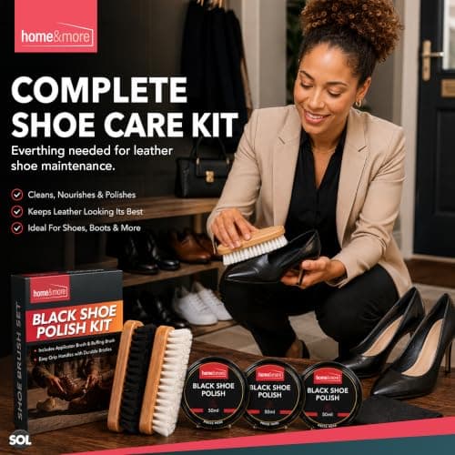 SOL 3pk Black Shoe Polish Kit - Black Boot Polish Kit with 2 Brushes -150ml — view 6