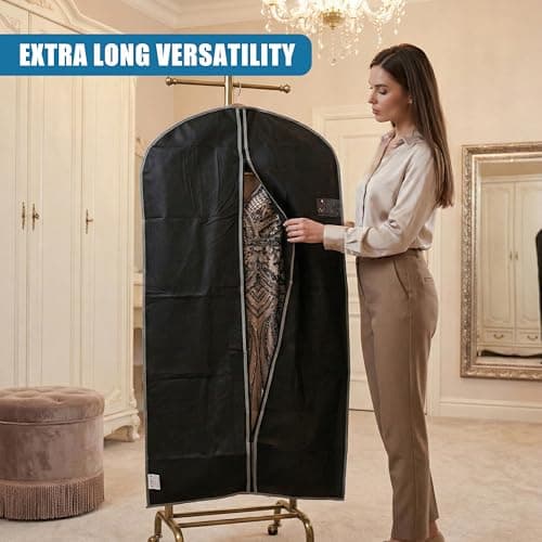 GEEZY Set of 2 Hanging Garment Bags with Zip, 60 x 150 cm - Long Breathable Suit Covers with Zip & Viewing Window - Travel Friendly & Dust Proof Clothes Protector for Dresses, Coats & Shirts — view 6