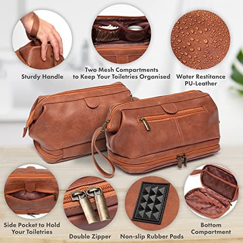 Toiletry Bag for Men with Pack Pouch | Toiletries Bag Organiser | Multiple Compartments | Men's Wash Bag for Toiletries, Cosmetics Travel Kits | Gift for Men — view 4