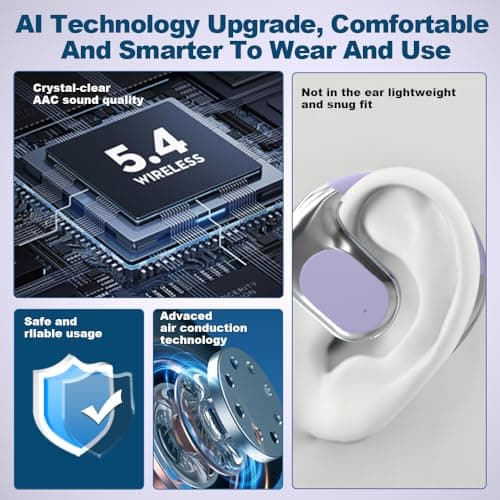 OWS AI Language Translator Earbuds Real Time, Supports 144 Languages, Earphone 3-in-1 Accents，Headphones Language Earbud Translators Bluetooth & APP for Travel, Business, and Learning（Purple） — view 6