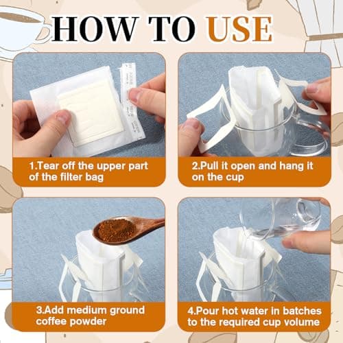 100 Pcs Portable Coffee Filter Paper Bag Hanging Ear Coffee Filter Bags — view 4
