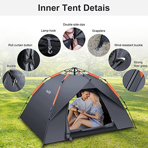 Camping Tent 2-3 Person Tent Pop Up Dome Tent,Tarpaulin Double Layers — view 3