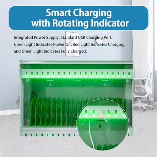 Mobile Phone Storage Locker with Charger Rechargeable 360° Universal Wheels Combination Lock for iPads & Mobile Phones - Portable White Locker with Wheels (6-Bit) — view 4