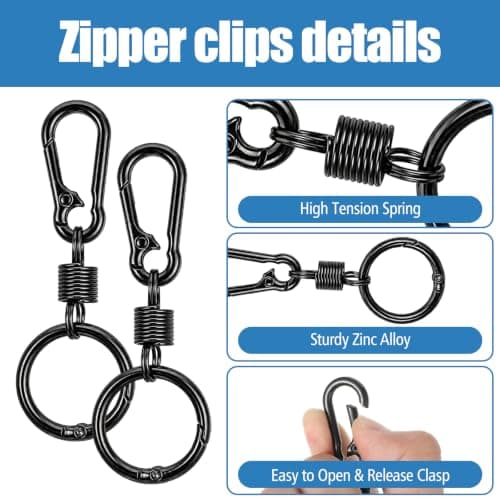 Ymapinc 4Pcs Small Carabiner Clip Zipper Lock Anti Theft Double Opening — view 3