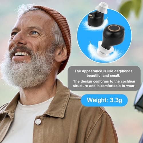 Aolso Mini Digital Sound Aid Voice Enhancer, Rechargeable Sound Headphones for Seniors,Invisible Design,Noise Cancelling, Digital in-Ear Audio Headphones Device with Charging Case-Black — view 2