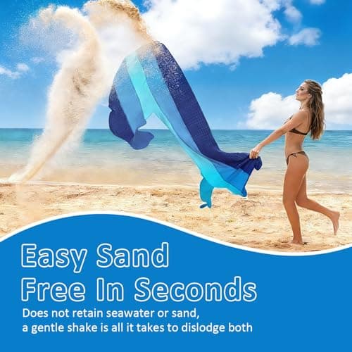PLACHIDAY Beach Blanket - Extra Large Beach Mat Sandproof & Waterproof Sand Free Mat, Lightweight Durable Camping Blanket for Outdoor Picnic, Travel, Camping, Hiking — view 3