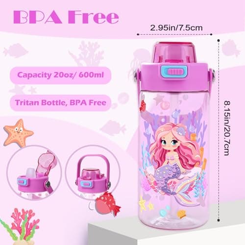 Queenshin Mermaid Water Bottle with Straw for Adult Women 20oz Leak Proof — view 2
