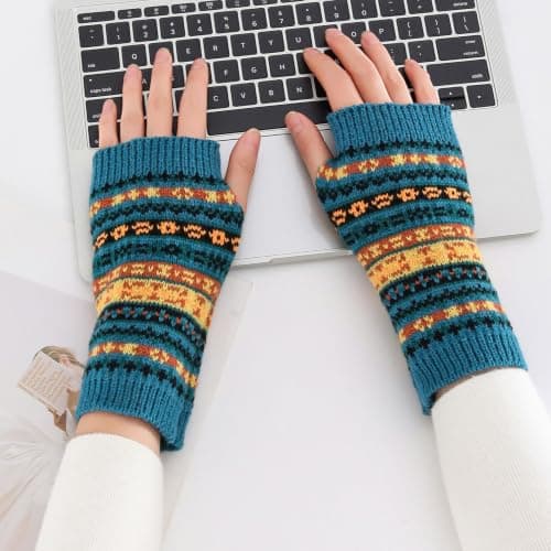 Qusinfc Typing Gloves for Cool Weather Travel, Navy Blue — view 5