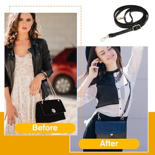 YBEATY Purse Strap Replacement Genuine Leather Strap Adjustable Crossbody Bag Strap Shoulder Extended Long Thin Black Handbags for Women Girl Handbags Purse Extender Chain Straps Crossbody — view 5