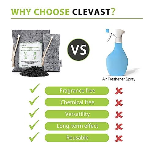 CLEVAST Bamboo Charcoal Air Purifying Bags (50g*12+200g*2),Natural Odour Eliminator, Activated Charcoal Odour Absorber, Air Fresheners for Room, Closet, Shoe, Car Air freshener — view 4