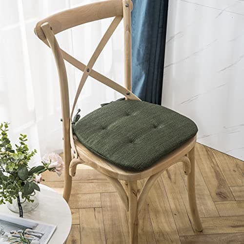 ZIBENE Dining Room Chair Cushions Set Of 8, Kitchen Chair Pads Double Sides, U Shaped Chair Cushions with Ties 8 Count, Long and Bolded Ties Suitable for Wood Chairs, Metal Chairs and ect. Green