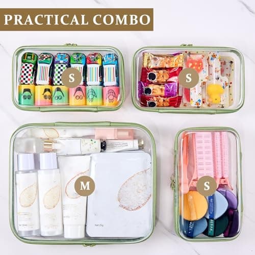 4 pcs Clear Zipper Pouches,Hard Shell Zipper Case,Toiletry Bag for Travel — view 3