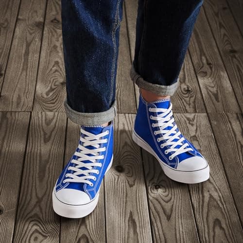 ZGR Men's High Top Canvas Sneakers Lace Up Classic Casual Walking Shoes, Blue, 12 — view 2