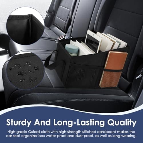 RHAIQBVC Car Seat Organizer Car Organiser Back Seat Large Capacity Folding Automotive Passenger Seats and Backseat Storage Caddy with 4 Cup Holder for Trunk Water Bottle Umbrella Sunglasses — view 4