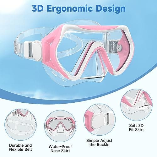 Findway Snorkel Mask,180°view Snorkelling Mask Adult & Junior, Diving mask Anti-Fog & Anti-UV Tempered Glass, Wide View Snorkel Mask, Easy Adjustable Strap Mask for Diving, Snorkelling and Swimming — view 3