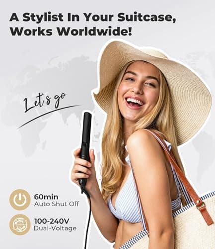 Farery Mini Hair Straightener for Short Hair, Tourmaline Ceramic Compact Small Straighteners, Travel Mini Straighteners with Pouch, Auto Shut Off, Dual Voltage with Adjustable Temp — view 5