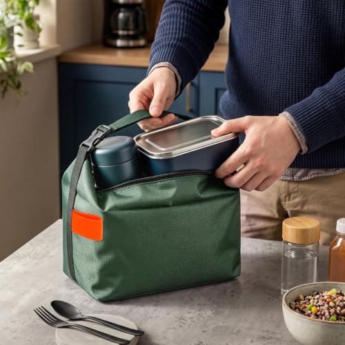Aucuu Insulated Lunch Bag, Reusable Lunch Bags, Leakproof Lunch Box Tote Bag, Large Capacity Cooler Bag, Thermal Food Bag for Office School Picnic-8L (Military Green) — view 6