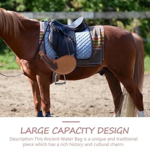 Cabilock Leather Water Canteen, Traditional Ancient Design Portable Water Carrier, Eco-Friendly Sealing Drinks Storage Bladder Bag for Outdoor Activities, Coffee Color — view 4
