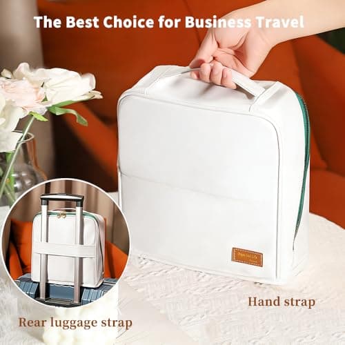 ningzhi Large PU Leather Travel Makeup Bag, Portable Cosmetic Bag with Makeup Brush Organiser Water-Resistant Portable Magnetic Vertical Makeup Bag with Handle,for Women Travel Essentials — view 5
