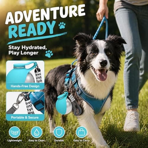 2-in-1 Portable Dog Water Bottle, Foldable Pet Travel Water Bottle for Walking, 285ML Pet Stainless Steel Drinking Bottle with Silicone Bowl, Water Dispenser for Hikes, Road Trips & Park Visits — view 2