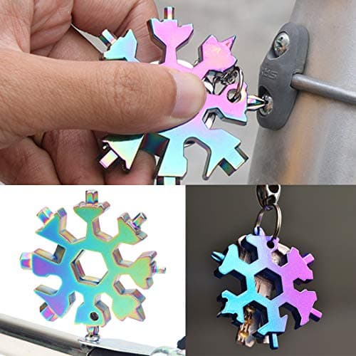 2 Pcs 19-in-1 Snowflake Multi Tool,Stainless Steel Hexagonal Screwdriver Opener Key Chain Outdoor Travel Camping Adventure Daily Tool(Gold and Multi-Color) — view 5