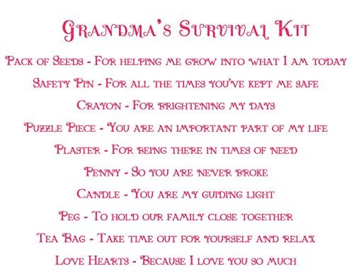 Grandma's Survival Kit. Keepsake Card and Gift ideal for Mothers day or Birthday Gift — view 2