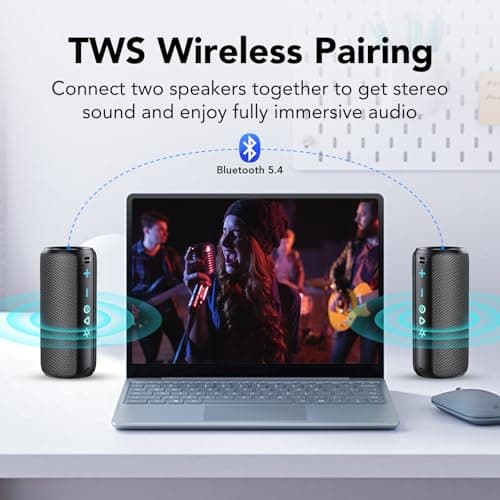 TIMU Bluetooth Speaker Portable Wireless Bluetooth Speakers with HD Stereo Sound, Bluetooth 5.4 TWS Pairing 30H Battery Life with Led Light for Outdoor/Party/Sport/Travel/Gifts.﻿ — view 4