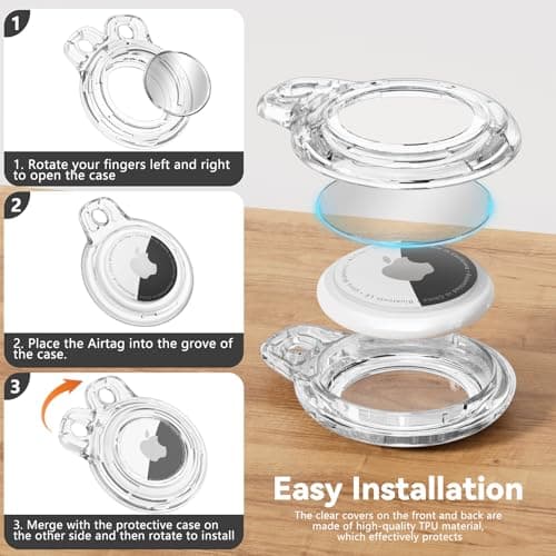 TNSNK for AirTag Holder Keyring, 2 Pack,Clear Black+White — view 6