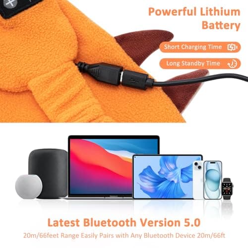 Bluetooth Sleep Mask, CestMall Sleep Eye Mask with Wireless Headphones Blackout Sleep Headphones Headband Music Sleeping Bluetooth Headband Birthday X-mas Gift for Children Boy Girl Travel (Orange) — view 3
