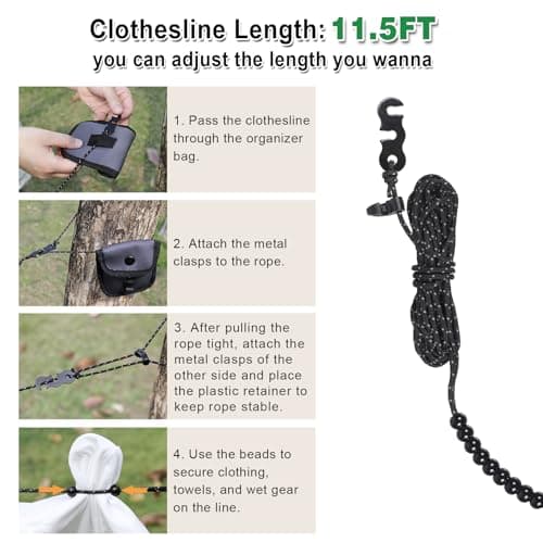 EXVITAL Portable Travel Clothesline Lightweight Camping Clothes Line — view 6