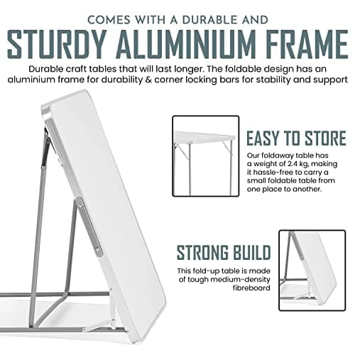 SA Products Utility - Portable Foldable Table for Camping, Party & Picnic - Lightweight Small Folding Sturdy Outdoor Patio Furniture with Aluminium Frame - 2.3 Feet — view 4