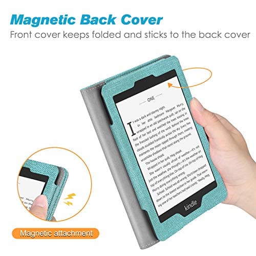 FINTIE Stand Case for 6" Kindle Paperwhite (Fits 10th Generation 2018 and All Paperwhite Generations Prior to 2018) - Premium PU Leather Sleeve Cover with Card Slot and Hand Strap, Denim Turquoise — view 5