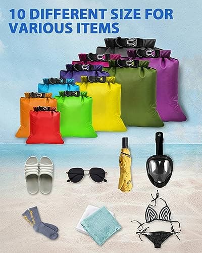 Victoper Waterproof Dry Bag Set 10 Pcs, Large Capacity Ripstop Dry Bag Waterproof in 8L 5L 3.5L 3L 2.5L 1.5L Organizer Storage Bags for Outdoor Hiking Camping Fishing Cycling (Multicolor) — view 6