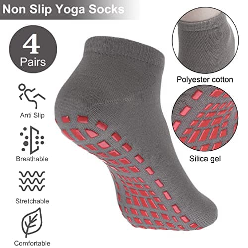 Dacitiery 4 Pairs Pilates Socks Non Slip Yoga Socks for Women 4-7(color2) — view 4