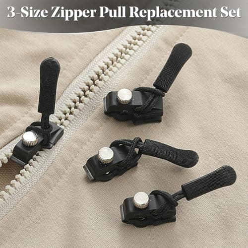 30 Pcs Black Zip Repair Kit, Zips Replacement Pullers, Zip Fixer, Durable Replacement Zipper Pulls Zipper Repair Kit for Luggage, Backpacks, Jackets, Jeans, No Tools Required(3 Sizes, Black) — view 3