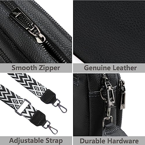 DKIIL NOIYB Crossbody Bags for Women, Genuine Leather Cross Body Bag Women with Adjustable Wide Strap Multiple Pockets Handbags & Shoulder Bags — view 4