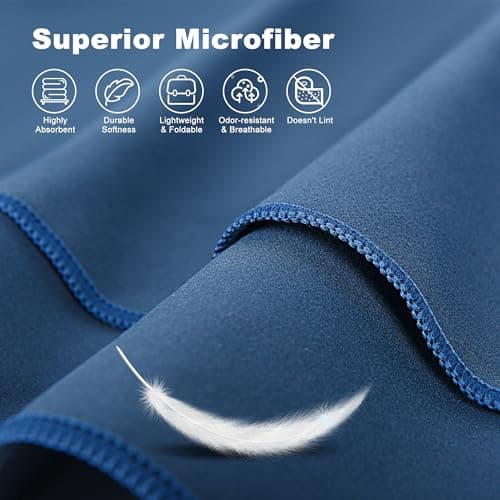 HiiPeak Microfibre Towel Compact Camping Beach Towel - Quick Dry Lightweight Absorbent Sports Gym Swimming Hiking Drying Towel for Men,Women (Navy Blue-2pack, 160cm x 80cm + 80cm x 40cm) — view 4