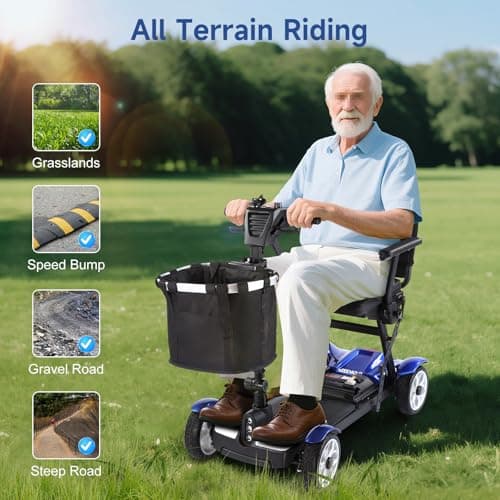 Folding Powered Mobility Scooter for Seniors, Travel-Friendly, Load 150Kg/331 Lb, Includes Charger and Basket — view 5