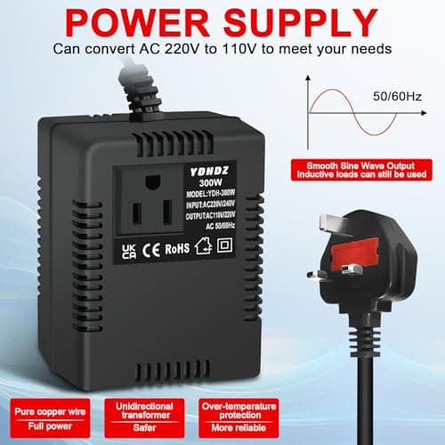300W Step-Down Power Supply voltage converter 220V/240V to 110V/120V(UK Plug), Smart and Efficient Temperature-Protected Adapter, Suitable for WiFi, POS Machines and Power Bank — view 3
