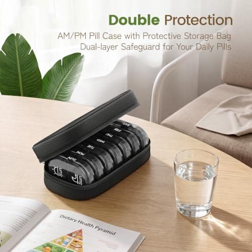 Serfeymi Weekly Pill Boxes Organiser 7 Day 2 Times a Day Tablet Organiser — view 5