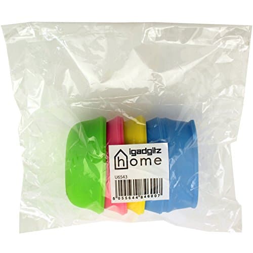 iGadgitz Home Reusable 100% Food Grade BPA Free Soft Silicone Spill-Proof Travel Straw Lids for Most Drinking Cups & Glasses – Pack of 4 (Pink, Yellow, Green, Blue) — view 4