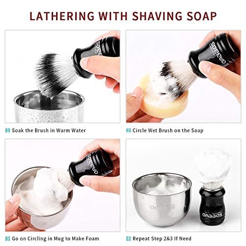 Anbbas Synthetic Badger Shaving Brush,3in1 Kit with Stainless Steel Shaving Stand and Bowl for Men Wet Close Shave — view 5
